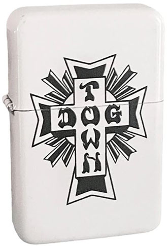 DOGTOWN CROSS LOGO FLIP TOP METAL LIGHTER WHITE/BLACK