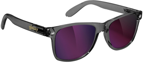 GLASSY LEONARD MATTE TRANS DARK GREY/PURPLE MIRROR POLARIZED SUNGLASSES