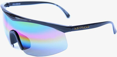 HAPPY HOUR FIRE BIRDS GLOSS BLACK RAINBOW MIRROR SUNGLASSES