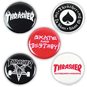 THRASHER LOGO BUTTON 5 PACK