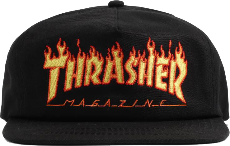 THRASHER FLAME EMB. SNAPBACK HAT BLACK