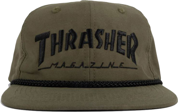 THRASHER ROPE SNAPBACK HAT OLIVE/BLACK