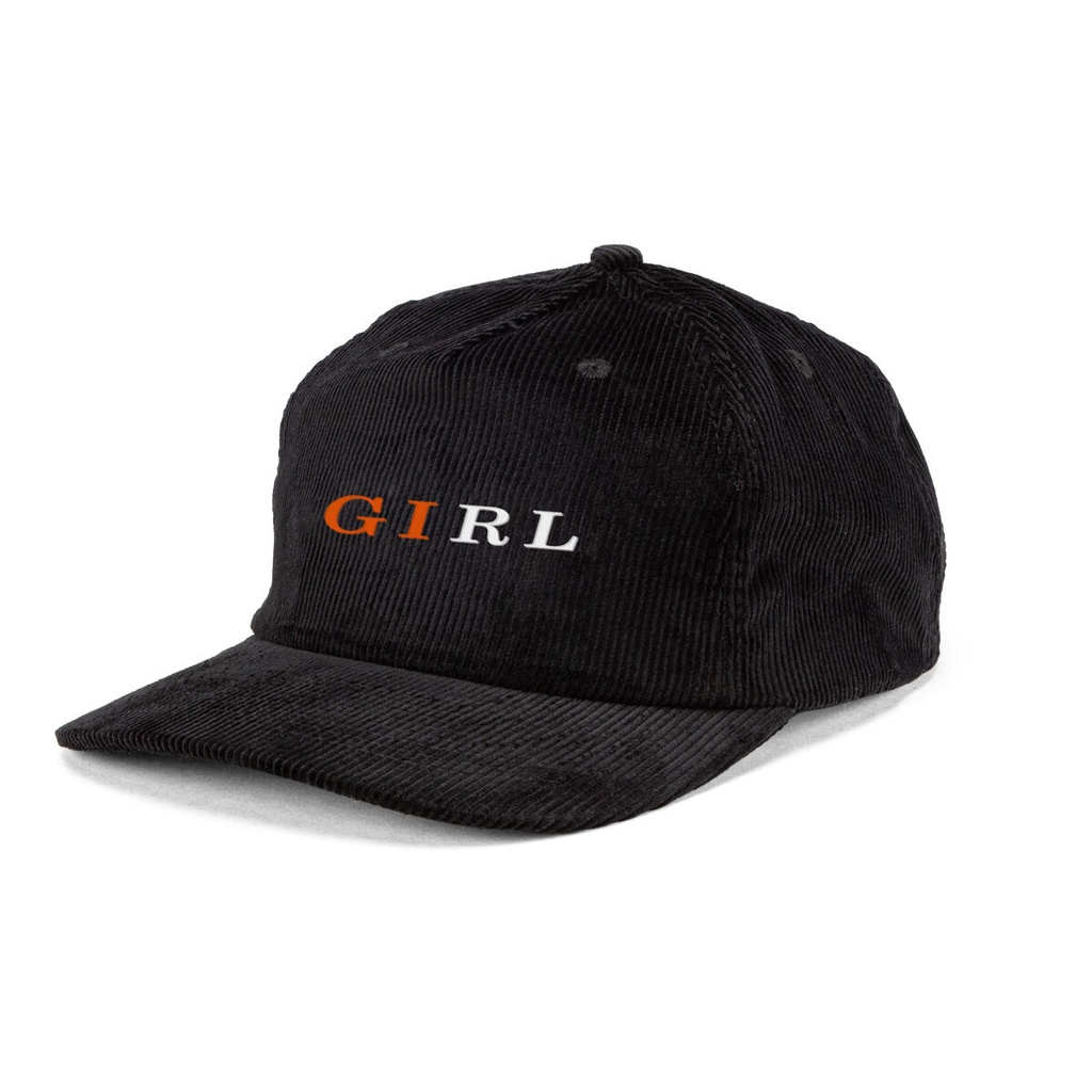 GIRL SERIF 5 PANEL CORD HAT BLACK