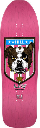 POWELL FRANKIE HILL BULLDOG PINK STAIN REISSUE SHAPED DECK 10.00 X 31.50