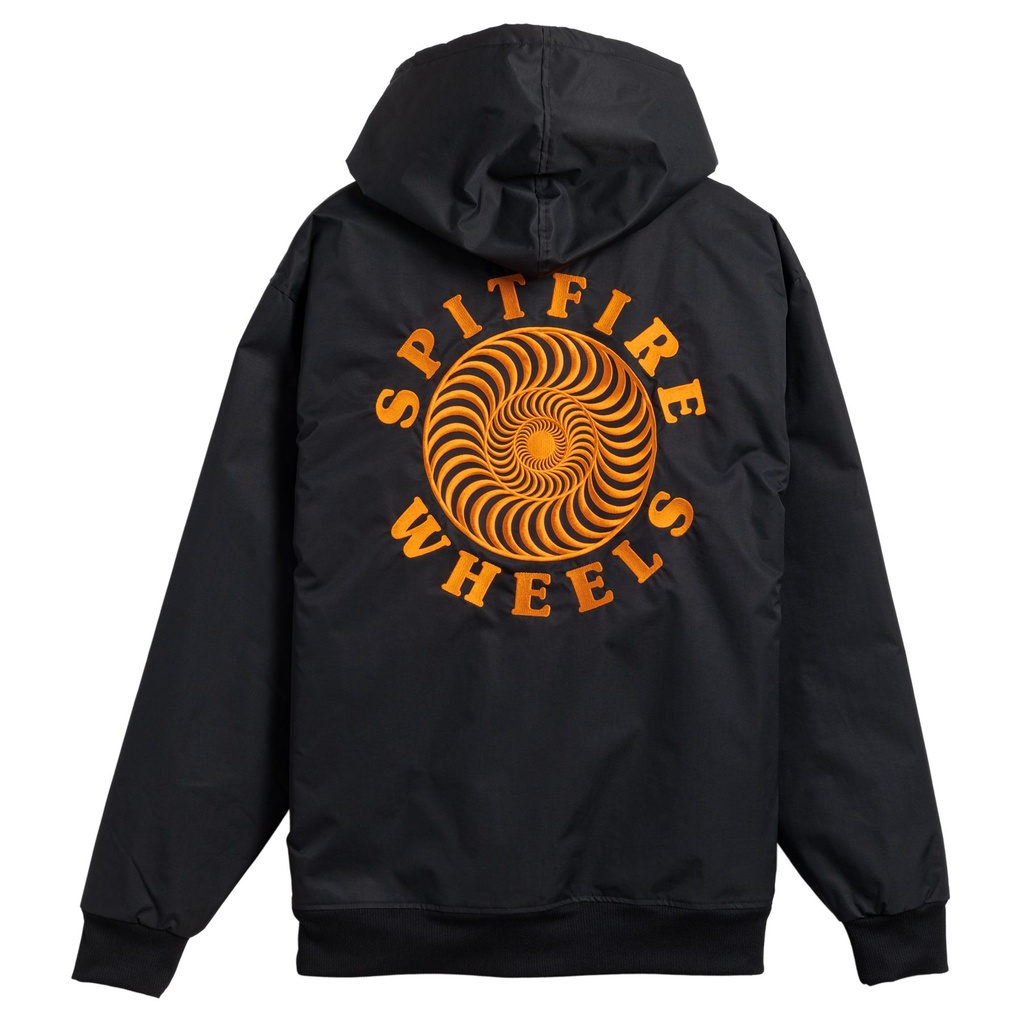 SPITFIRE OG CLASSIC NYLON EMB BLACK/ORANGE HOODED JACKET L