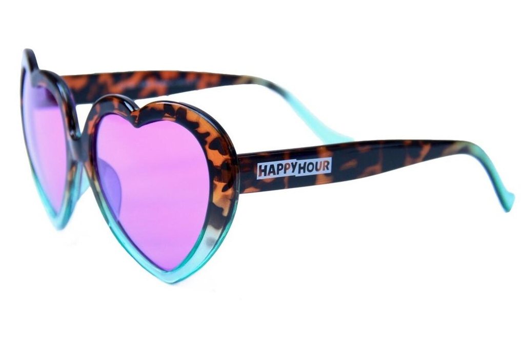 HAPPY HOUR HEART ON TORTOISE/TEAL FADE SUNGLASSES