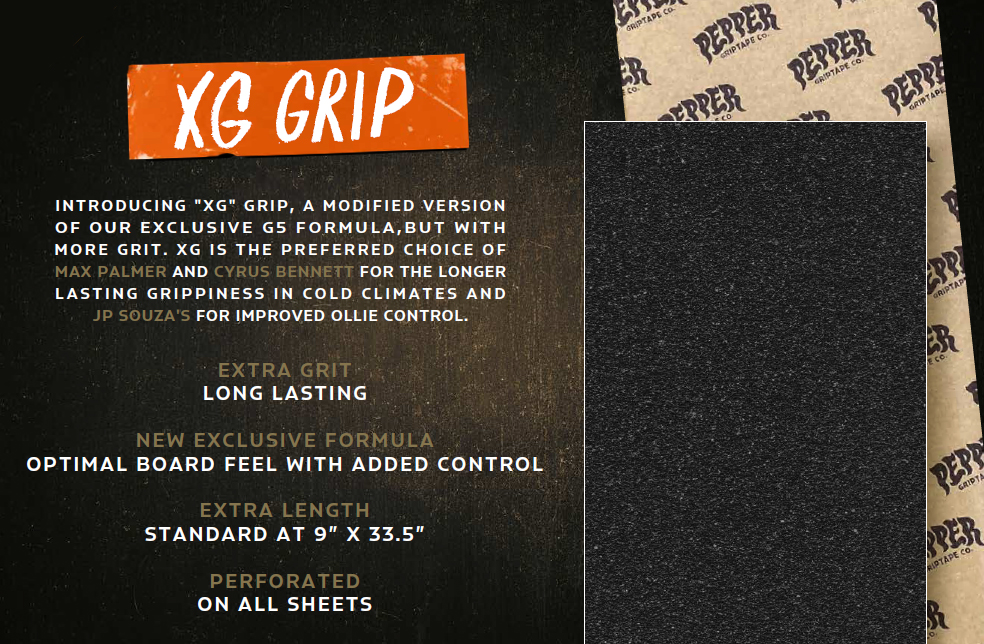 PEPPER XG BLACK GRIPTAPE SHEET 9.00 X 33.50