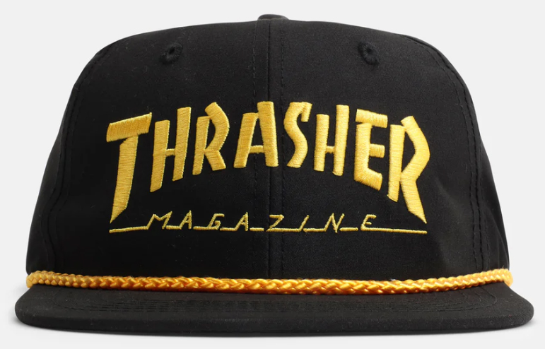 THRASHER ROPE SNAPBACK HAT BLACK/YELLOW