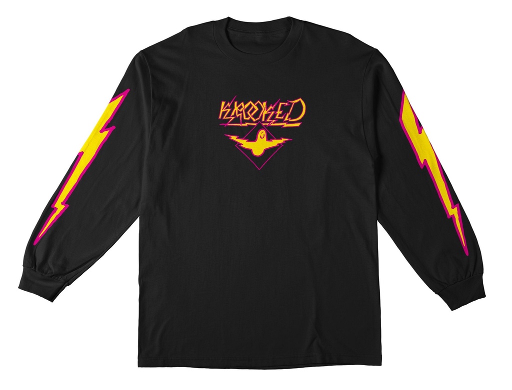 KROOKED BIRD LIGHTENING SLEEVE BLACK/MAGENTA/YELLOW LS XL