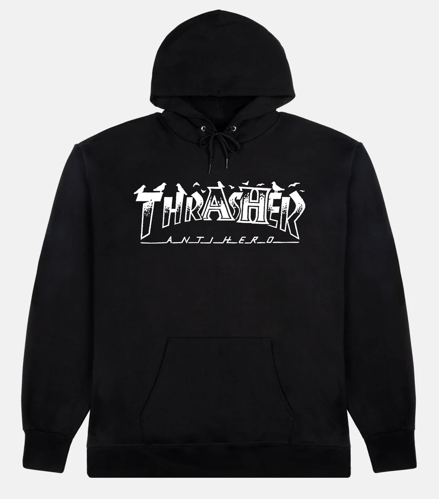 THRASHER X ANTI-HERO PIGEON MAG BLACK HD/SWT M