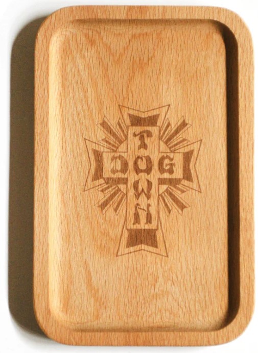 DOGTOWN TRAVEL WOOD ROLLING TRAY 7.00 X 3.75 CROSS LOGO