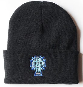 DOGTOWN CROSS LOGO COLOR BEANIE BLACK/BLUE