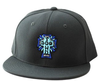 DOGTOWN CROSS LOGO COLOR SNAPBACK HAT BLACK/BLUE