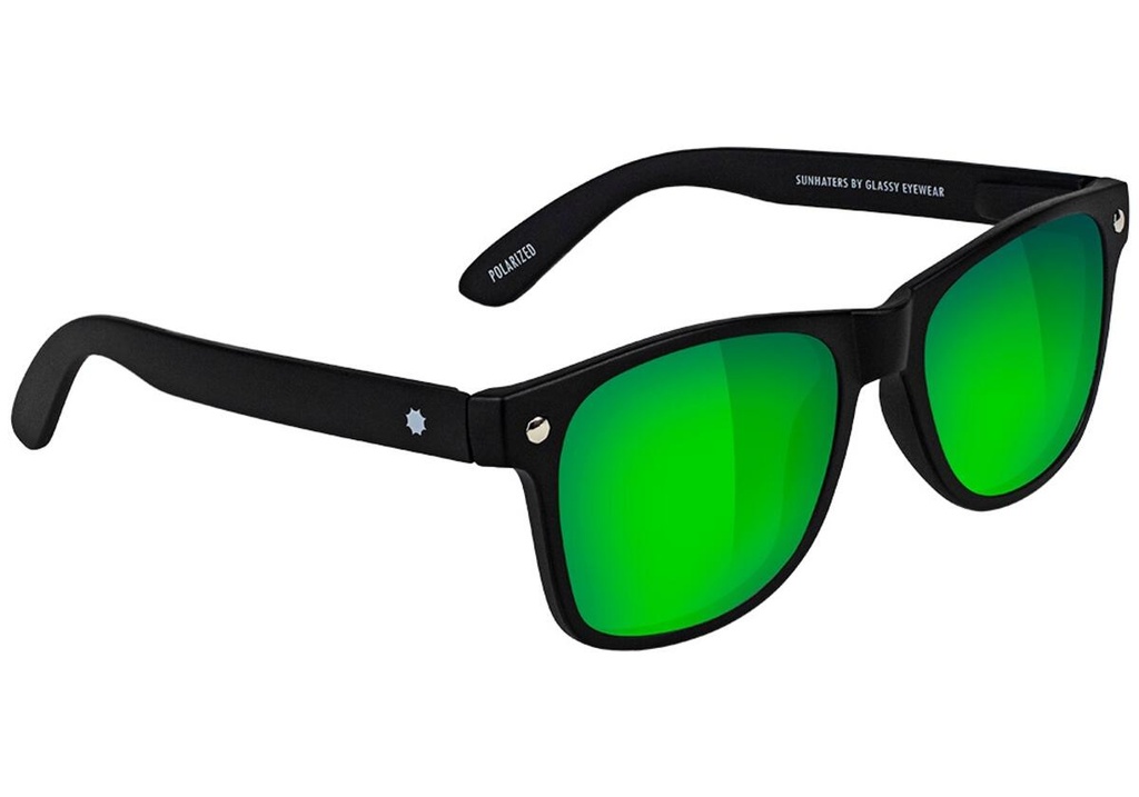 GLASSY LEONARD MATTE BLACK/GREEN MIRROR POLARIZED SUNGLASSES