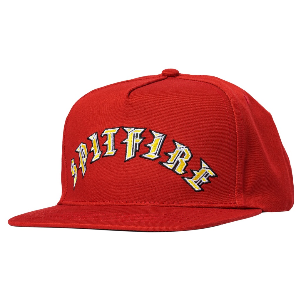 SPITFIRE OLD E ARCH SNAPBACK HAT DARK RED