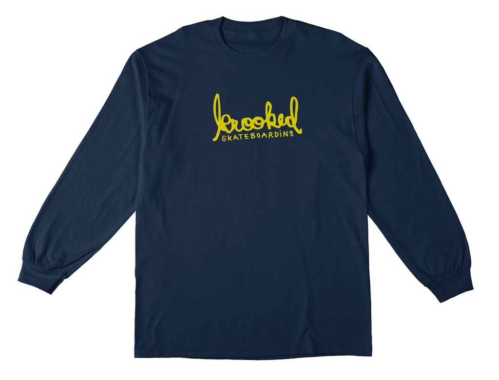 KROOKED SKRIPT NAVY/YELLOW LS M