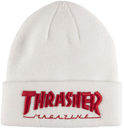 THRASHER EMBROIDERED LOGO BEANIE WHITE/RED