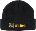 THUNDER EVIL EMBROIDERED CUFF BEANIE BLACK