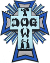 DOGTOWN LARGE CROSS LOGO BLUE PATCH 10.00 X 8.00