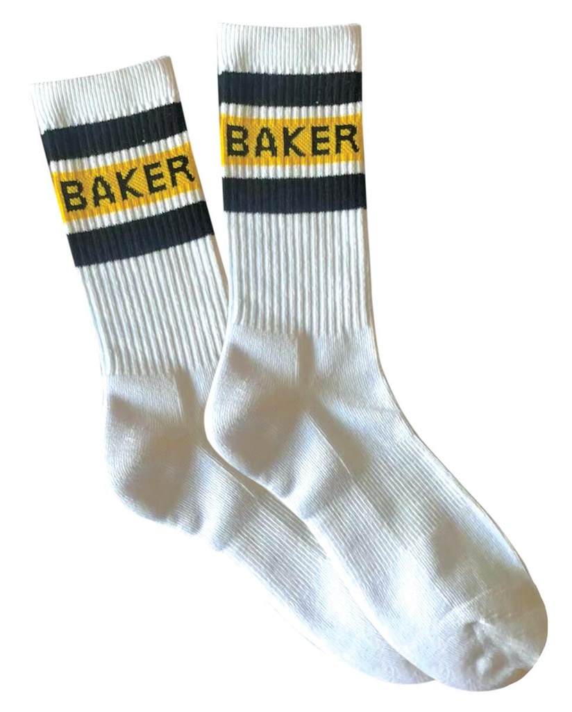 BAKER YELLOW STRIPE SOCKS WHITE