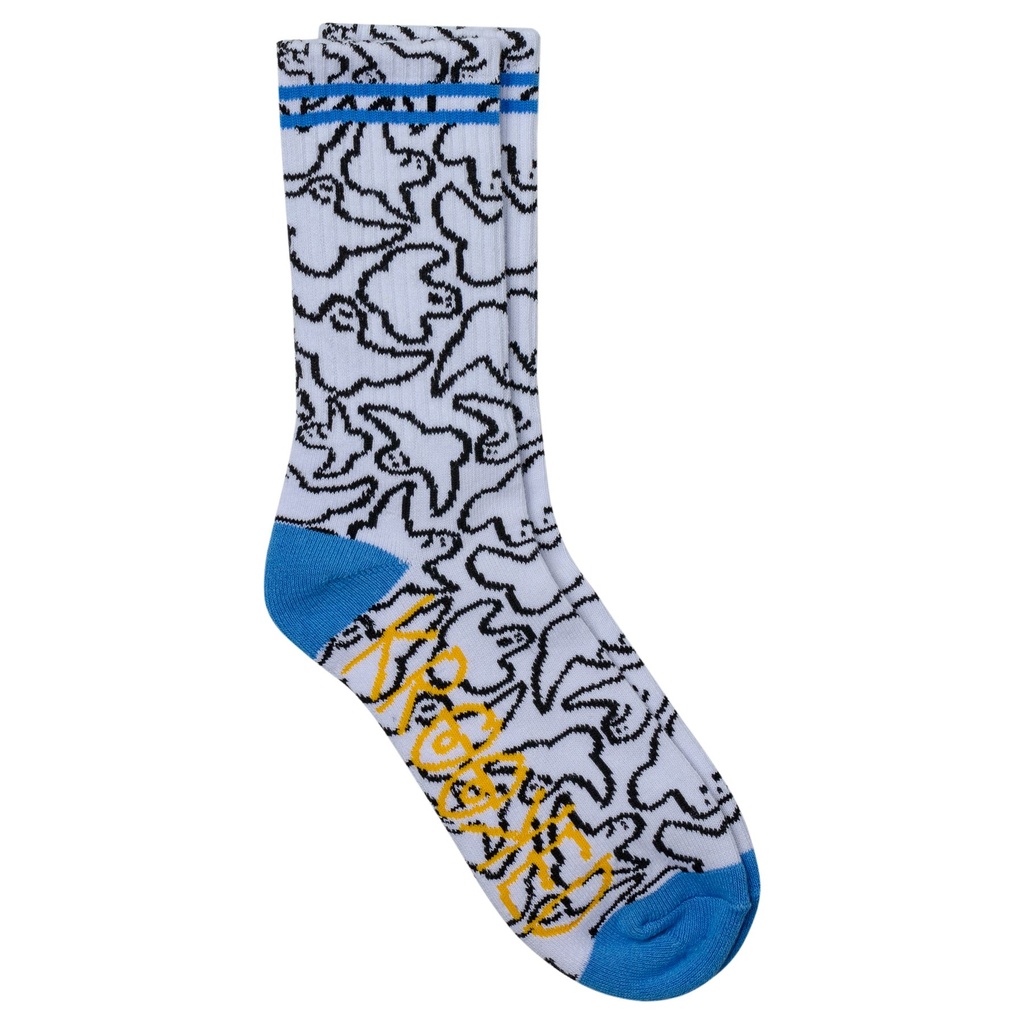 KROOKED MULTI BIRDS SOCKS WHITE/BLACK/BLUE