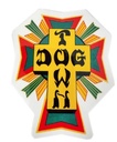 DOGTOWN 80'S CROSS LOGO STICKER 4" RASTA