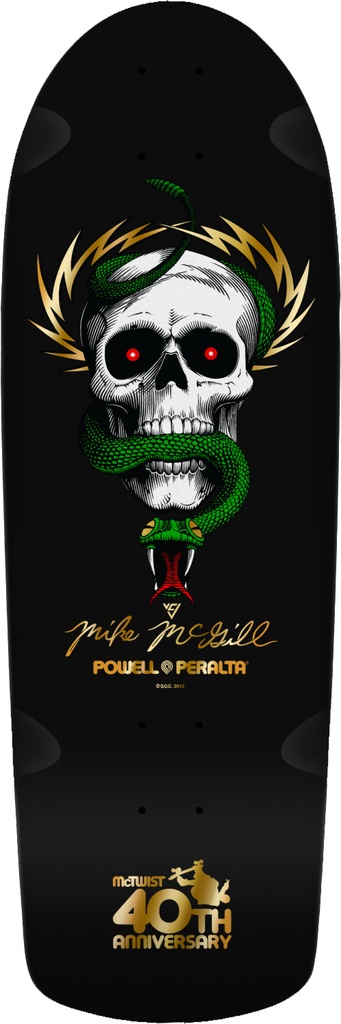 POWELL MCGILL SKULL & SNAKE MCTWIST 40TH ANNIV. SHAPED DECK GOLD FOIL/BLACK 10.0 X 30.125