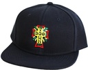 DOGTOWN CROSS LOGO RASTA SNAPBACK HAT BLACK