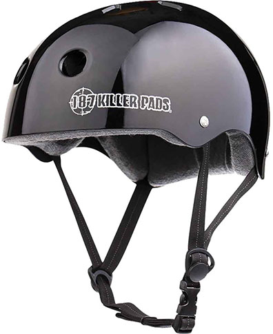 187 PRO SKATE HELMET  W/ SWEATSAVER LINER BLACK GLOSS S