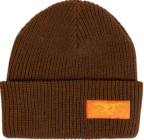 ANTI-HERO STOCK EAGLE LABEL CUFF BEANIE BROWN/YELLOW