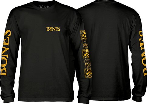 BONES BLACK & GOLD BLACK LS L